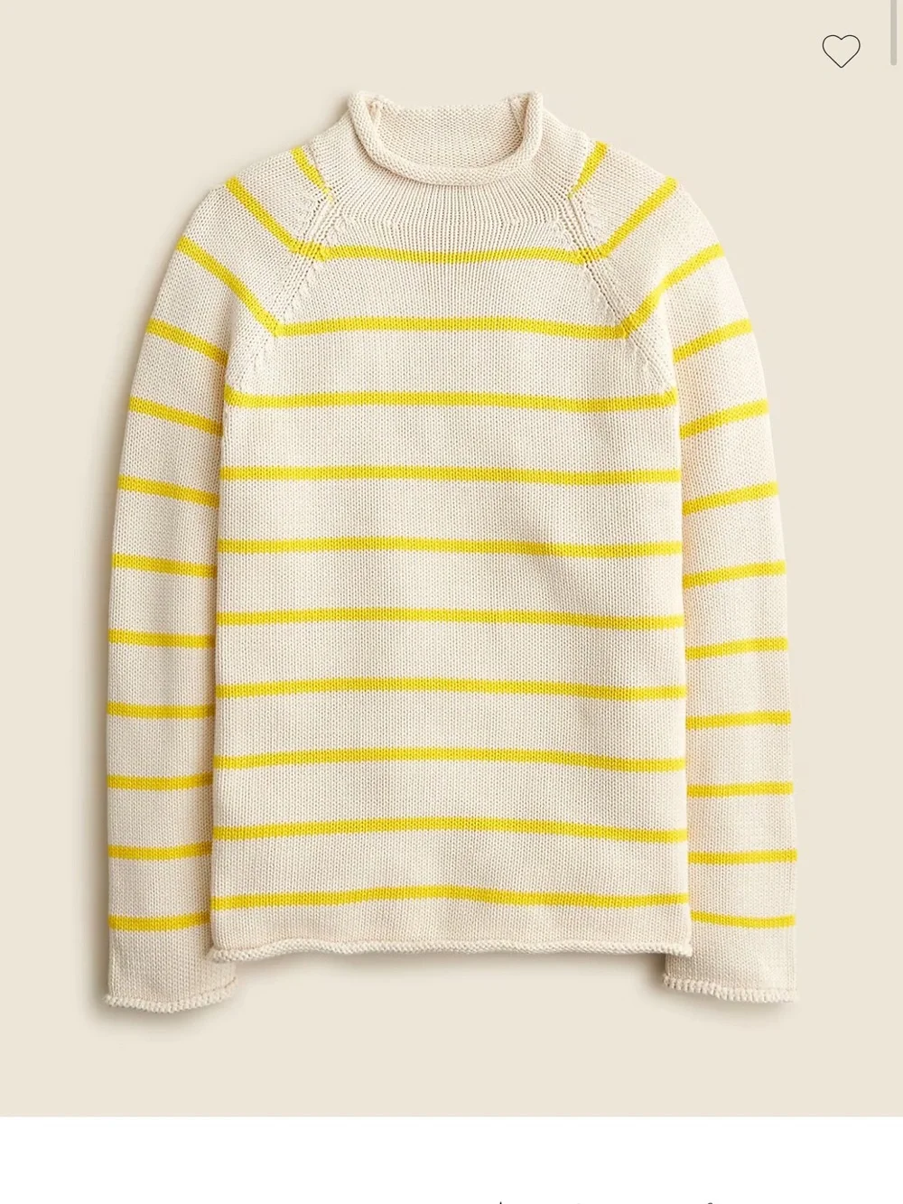 J. Crew Rollneck Sweater Cream with Yellow Stripes
